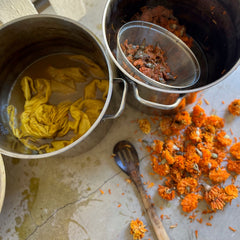 remnant bag: assortment of plant-dyed textiles