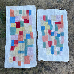 5" squares: plant-dyed 5.6oz organic hemp linen