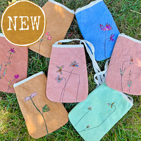 embroidered plant-dyed pocket purse