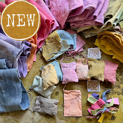 little flower plant-dyed wool felt scrap bag