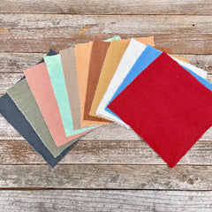 10" squares: plant-dyed 9oz organic cotton/hemp muslin