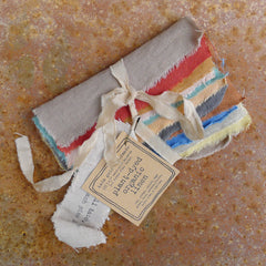 5" squares: plant-dyed 5.6oz organic hemp linen