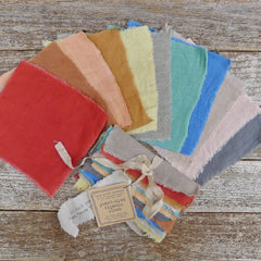 5" squares: plant-dyed 5.6oz organic hemp linen