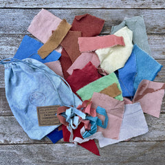 remnant bag: assortment of plant-dyed textiles