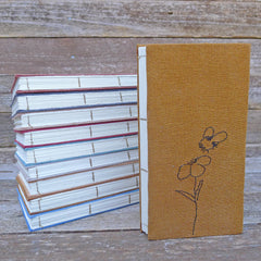 embroidered hemp journal: bee & flower