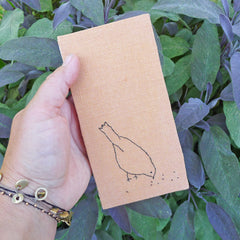 embroidered hemp journal: orange/bird