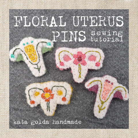 free sewing tutorial: floral uterus pin
