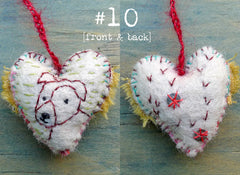 heavily stitched felt CAT & DOG hearts