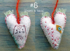 heavily stitched felt CAT & DOG hearts