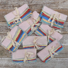 5" squares: plant-dyed 5.6oz organic hemp linen