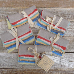 5" squares: plant-dyed 5.6oz organic hemp linen