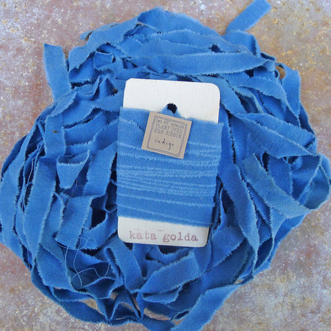 plant-dyed silk ribbon: blue
