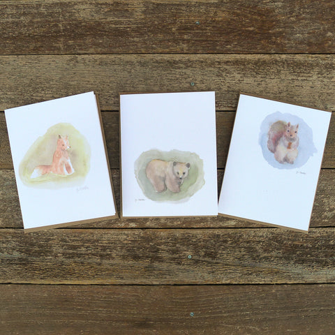 watercolor cards: woodland collection