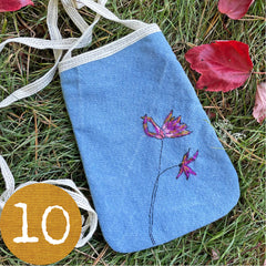 embroidered plant-dyed pocket purse