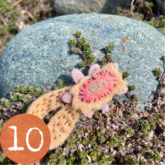 plant-dyed wool felt flower pins (new batch!)