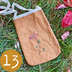 embroidered plant-dyed pocket purse