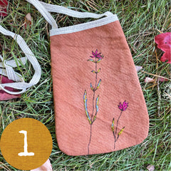 embroidered plant-dyed pocket purse