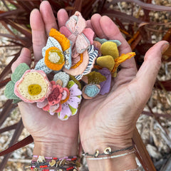 DIY plant-dyed wool felt flower kit