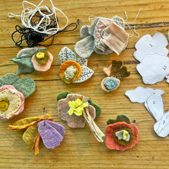 DIY plant-dyed wool felt flower kit