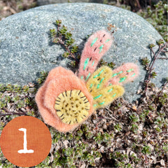 plant-dyed wool felt flower pins (new batch!)