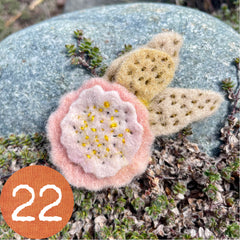 plant-dyed wool felt flower pins (new batch!)