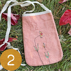 embroidered plant-dyed pocket purse