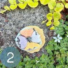 plant-dyed wool felt flower pins (new batch!)