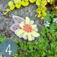 plant-dyed wool felt flower pins (new batch!)