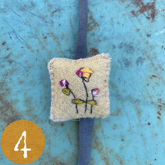 plant-dyed botanical pin cushion bracelet (leather lined)