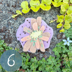 plant-dyed wool felt flower pins (new batch!)