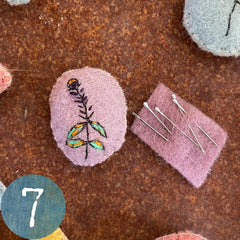 tiny plant-dyed botanical pin cushion