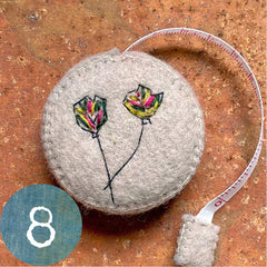 plant-dyed botanical tape measures: blues, purples & greys