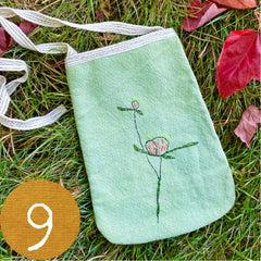 embroidered plant-dyed pocket purse