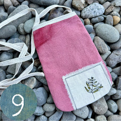 plant-dyed pocket purse with embroidered botanical patch (new batch!)