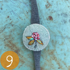 plant-dyed botanical pin cushion bracelet (leather lined)
