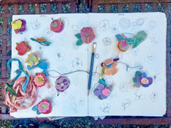 DIY plant-dyed wool felt flower kit