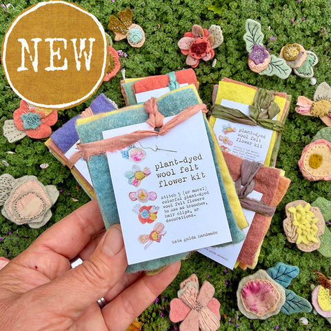 DIY plant-dyed wool felt flower kit