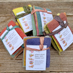 DIY plant-dyed wool felt flower kit