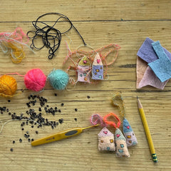 DIY three tiny house ornaments