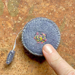 plant-dyed botanical tape measures: blues, purples & greys