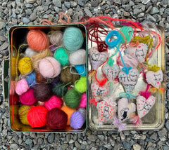 heavily stitched cat hearts in honor of jeff