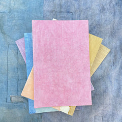 large plant-dyed handbound journal: patchwork & plain