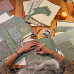 patchwork blue amulet extra large handbound journal