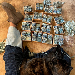 indigo plant-dyed treasure box for the stitcher