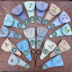 plant-dyed botanical scissor slips: blues, purples & browns