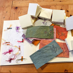 chubby little plant-dyed felt journal with botanical stitching