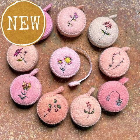 plant-dyed botanical tape measures: pinks & peaches