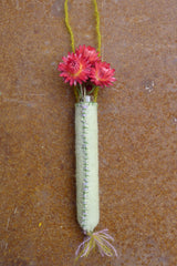 hanging bud vase made from plant-dyed wool felt