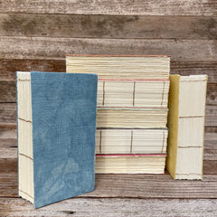daily practice hand-bound journal (my thickest journal ever) in a plant-dyed linen bag