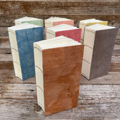 daily practice hand-bound journal (my thickest journal ever) in a plant-dyed linen bag